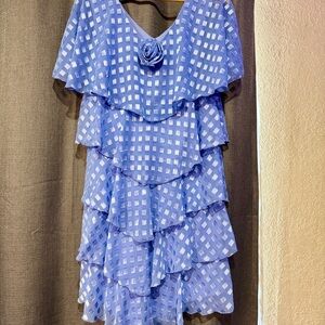 Patra Sheer Blue Dress with Square Accents
